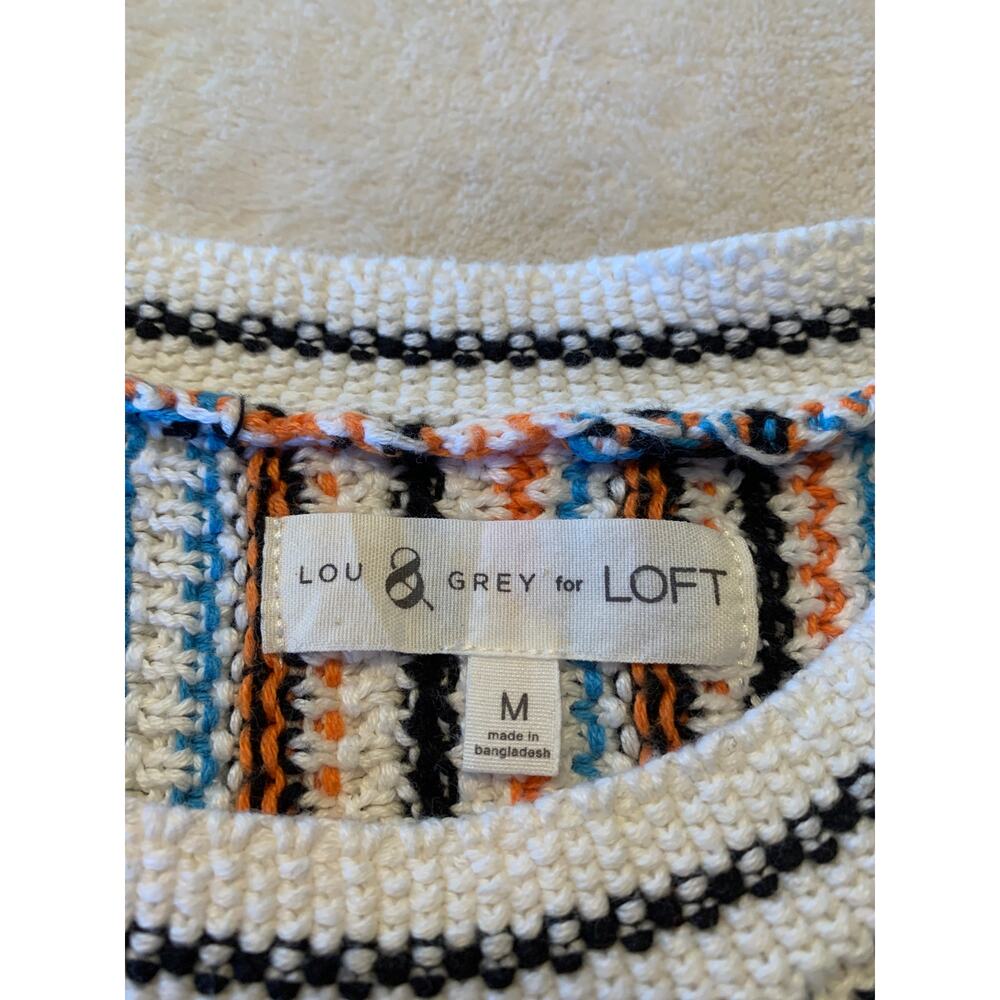 Lou & Grey for Loft Vest Fringe Bohemian Multi- Colored Stripes SZ M - Picture 3 of 7